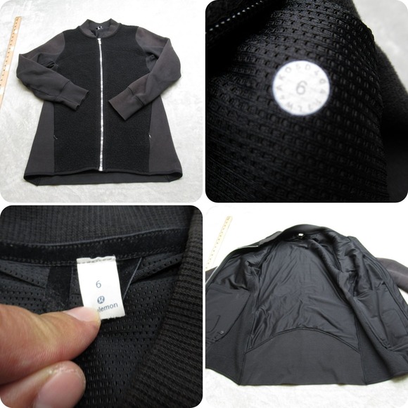 Lululemon Jacket Women 6 Black Pockets Fuzzy Stand Out Sherpa Full Zip Slim READ - Picture 1 of 16
